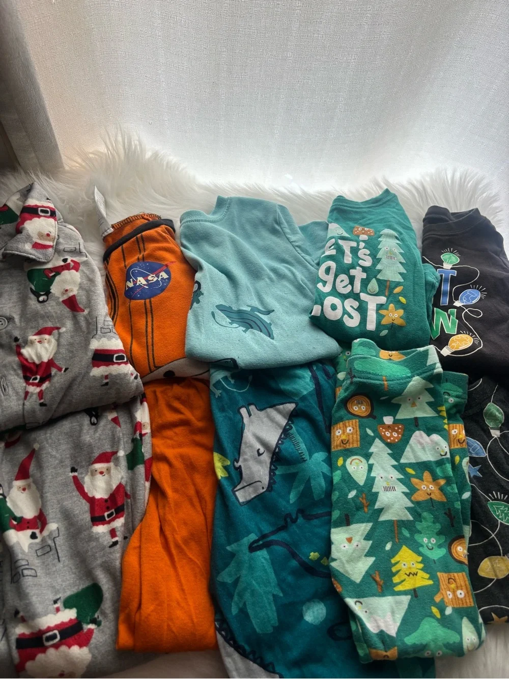 5sets Kids Pajama Bottoms Bundle - Green, Teal, Orange, Gray